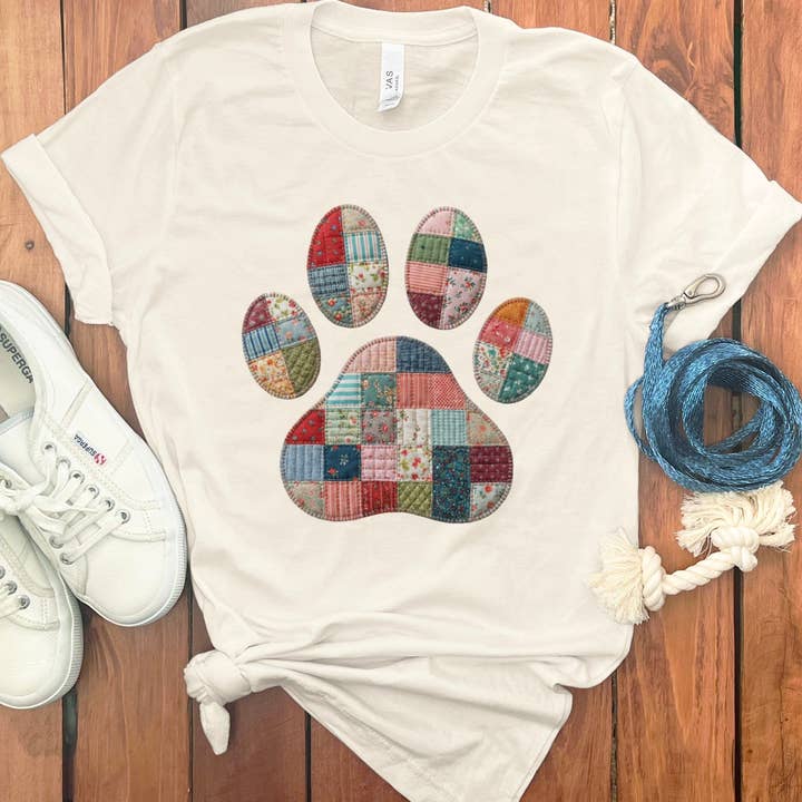 Puppy Jo - Wholesale Screen Printed T-Shirt - Women's - Faux Quilt Paw T-Shirt1