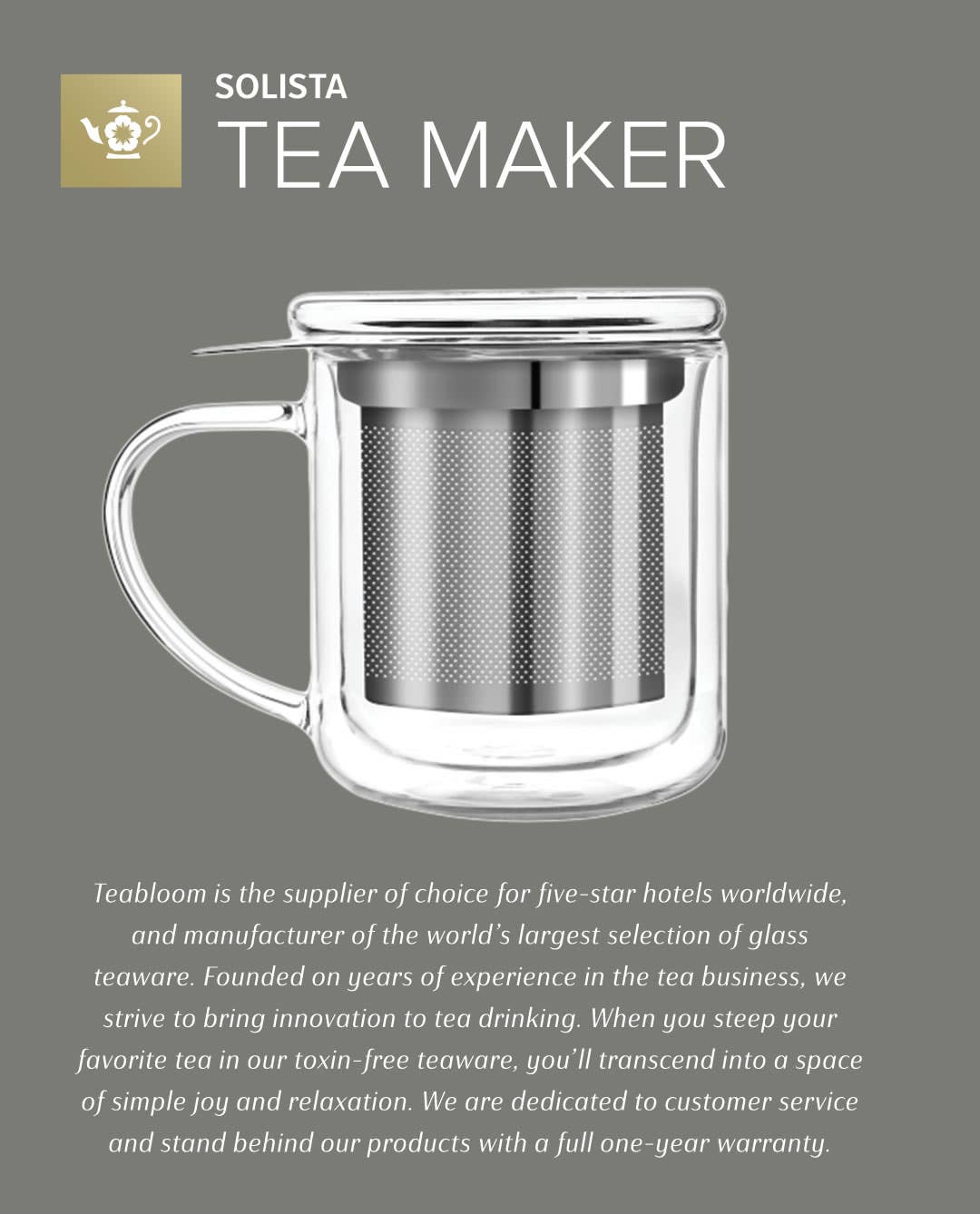 Teabloom - Wholesale Tea Pot - Teabloom Solista Single-Serve Tea Maker (8 oz / 240 ml)5