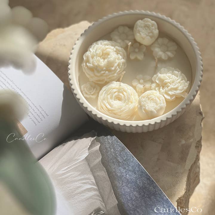 CandlesCo Australia - Wholesale Jar/filled candle - Ribbed Scented Floral Bowl0