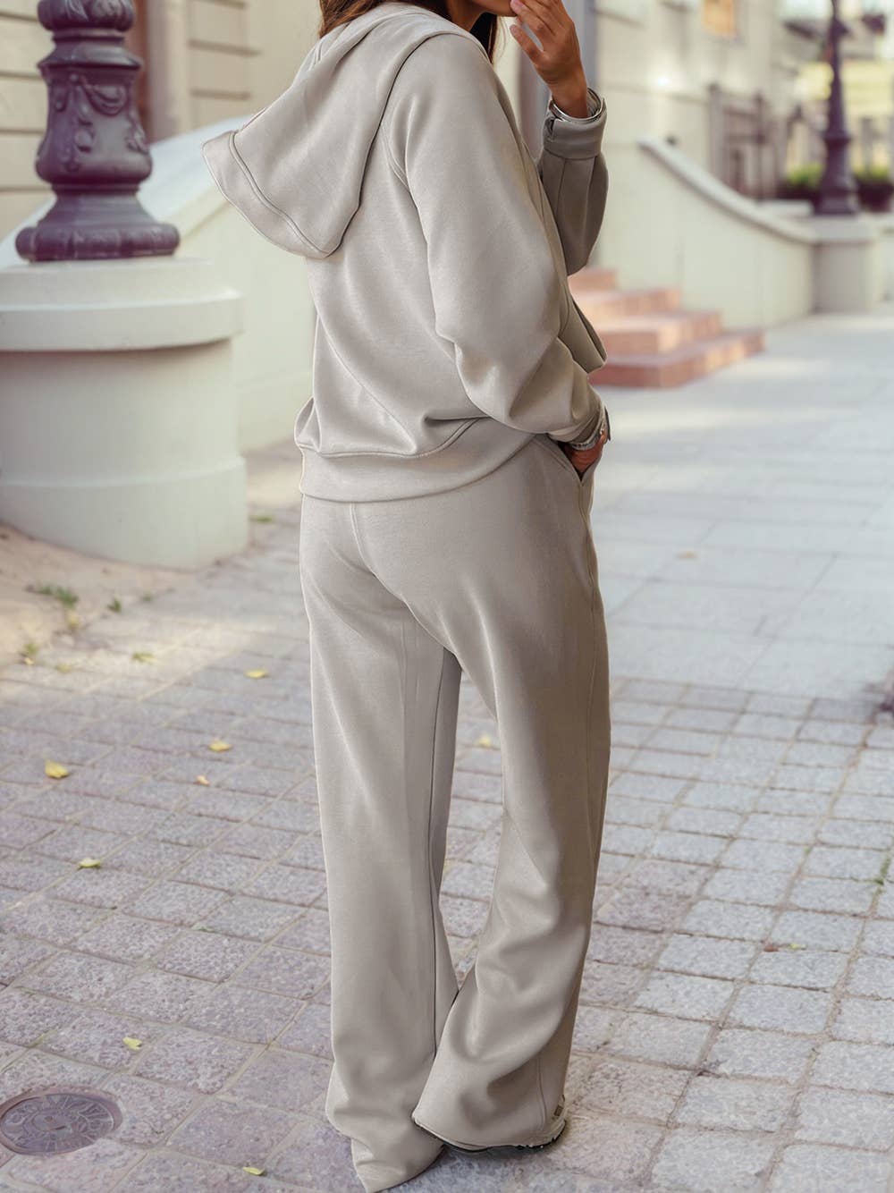 1 the Woman - Wholesale Top & Pant Set (NOT Loungewear) - Women's - Half Zip Thumbhole Sleeve Hoodie Active Pants 2pcs Outfit3