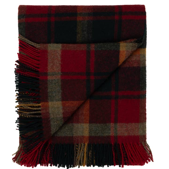 Prince of Scots – Großhandel Überwurfdecke – Highland Tweeds Shetland Lammwolldecke, Dunkles Ahornholz1