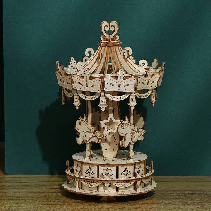 3D Wooden Carousel Puzzle Toy for wholesale by FurDecoration