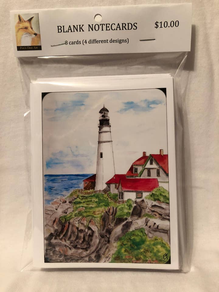 Lighthouse Notecards Set for wholesale by Fox's Den Art