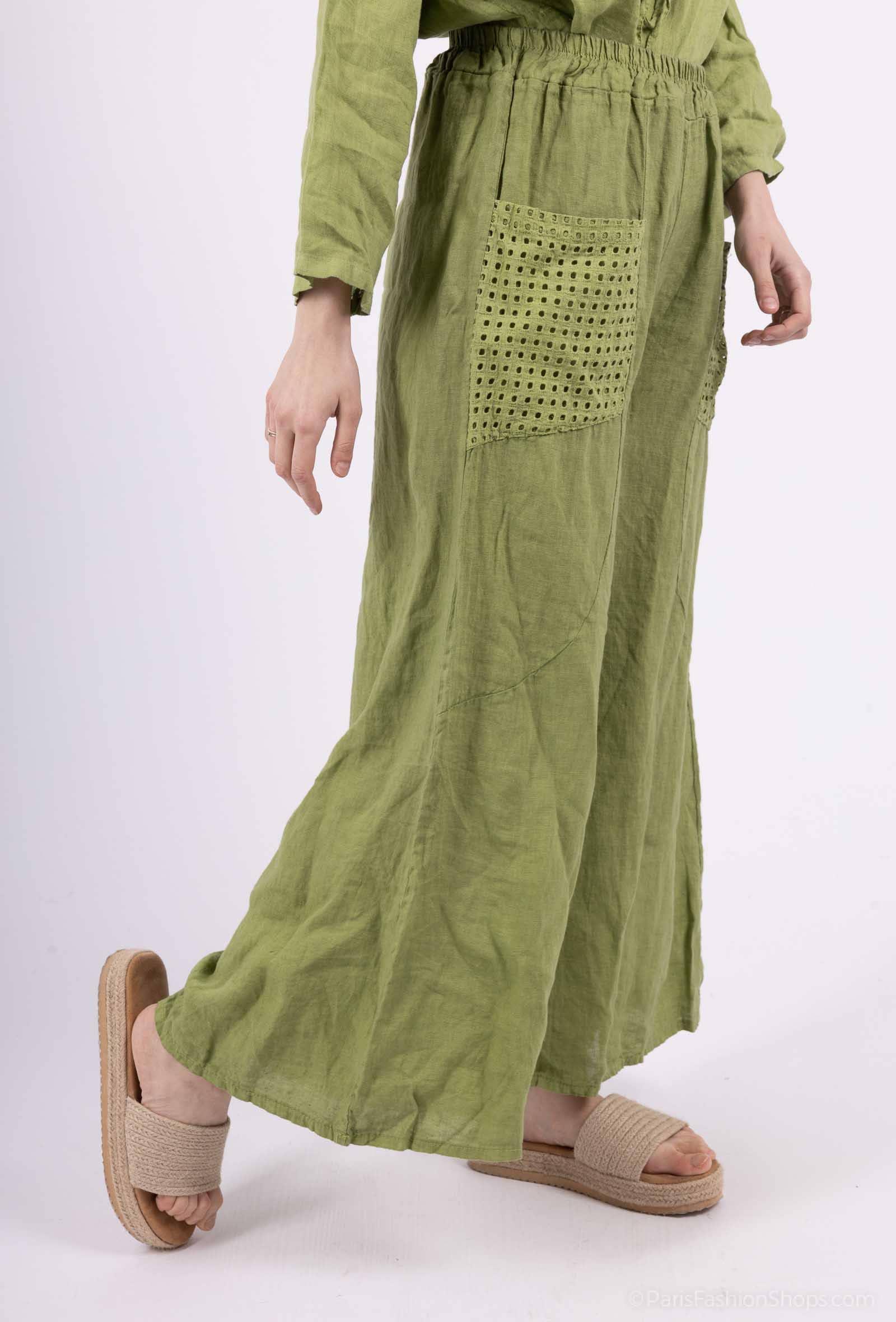 Shyloh - Wholesale Pants - Women's - Linen Trousers with Openwork Pockets 2058021