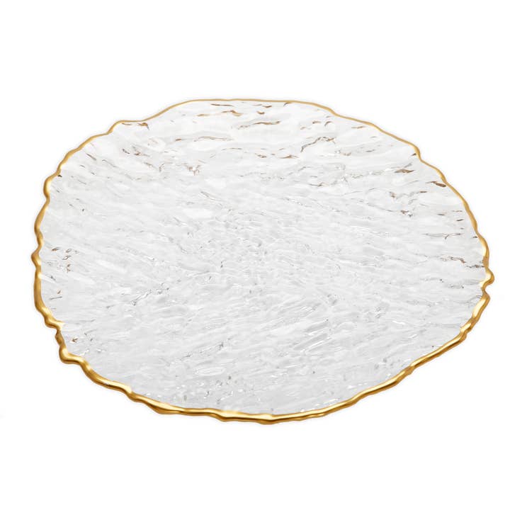 Conjunto de 4 pratos de jantar de vidro com acabamento dourado por atacado de CLASSIC TOUCH DECOR INC.