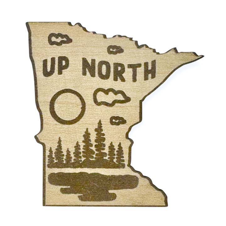 Minnesota State Wood Magnet - Boven in het Noorden voor wholesale door Eco Outfittings