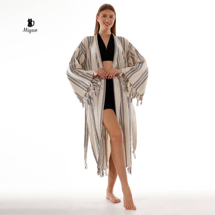 Wholesale Bohemian Organic Cotton Bathrobe for Women for wholesale by Pure & Chic, LLC - Miyawfashion