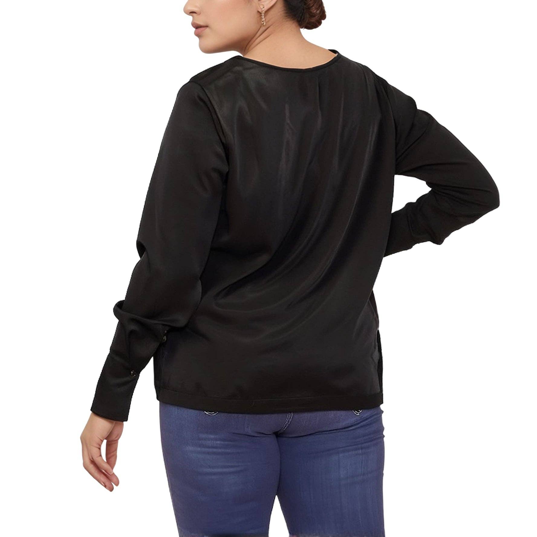 Robin K - Wholesale Tunic - Women's - Pleione Plus Size Women's Cross Front Crewneck Blouse Top1