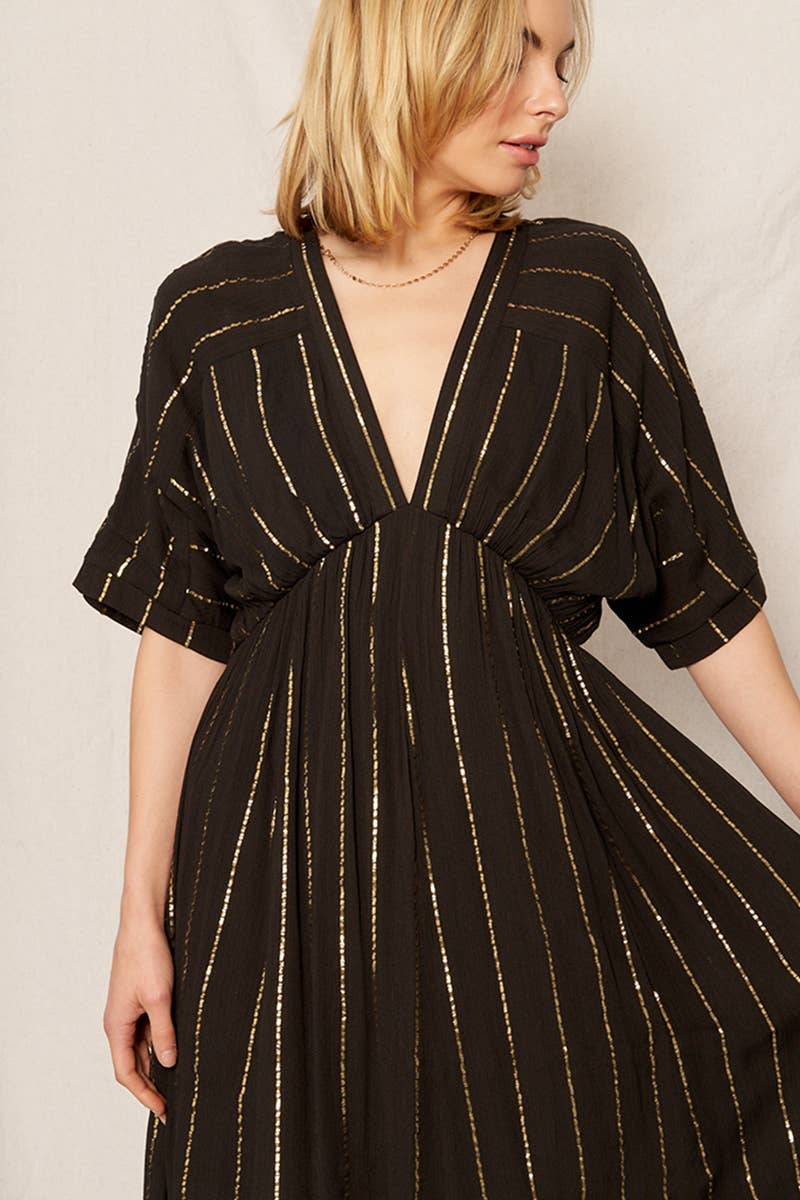 En Crème - Vente Robe – femme - Robe midi rayée à sequins26