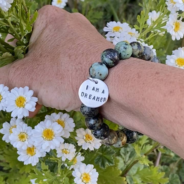 I am a Dreamer - Affirmation Bracelets Combo with African Turquoise for wholesale by Gogh Jewelry Design