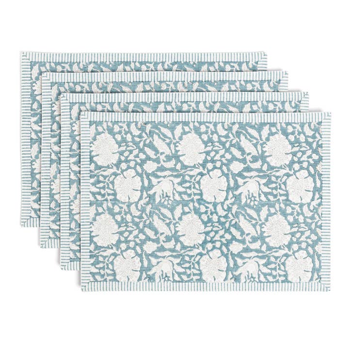 over&back - Wholesale Placemat - Artisan Hand-Blocked Placemats – 100% Cotton – Set of 443