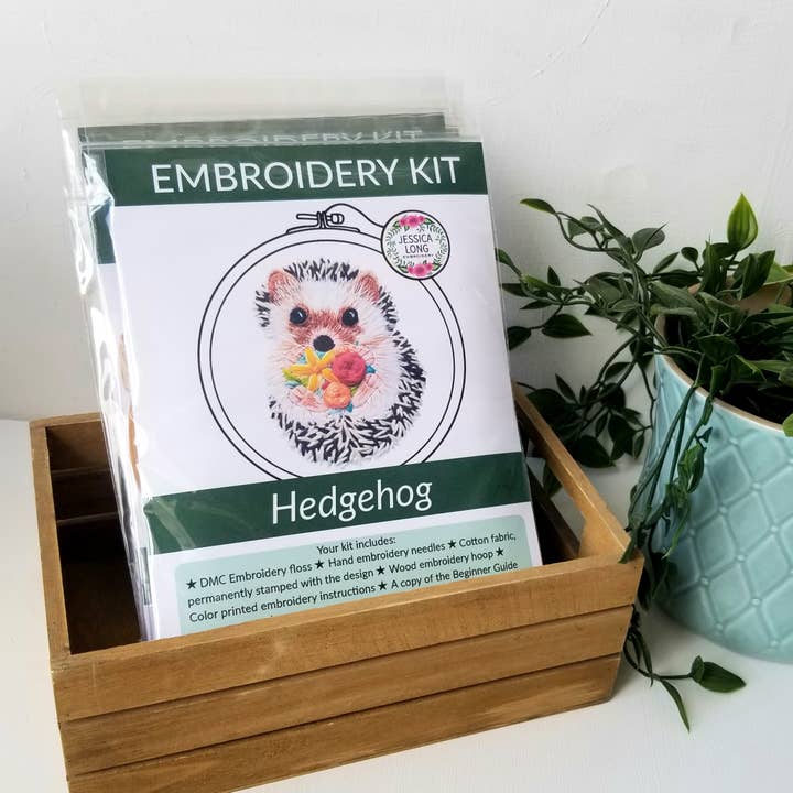 Jessica Long Embroidery - Wholesale Embroidery/Cross Stitch Supplies - Hedgehog Embroidery Kit