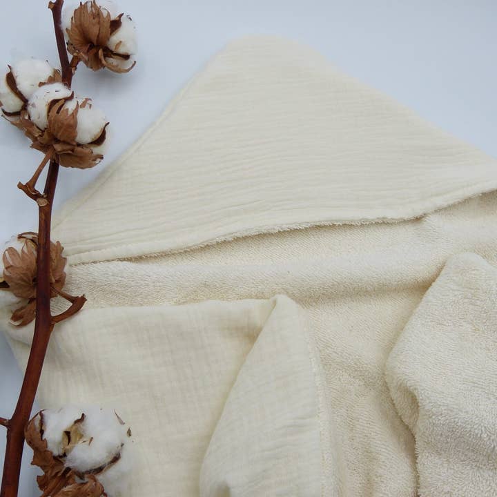 Tijala - Wholesale Hooded Towel - Kids & Baby - Raphaël bath cape in organic cotton - Ecru