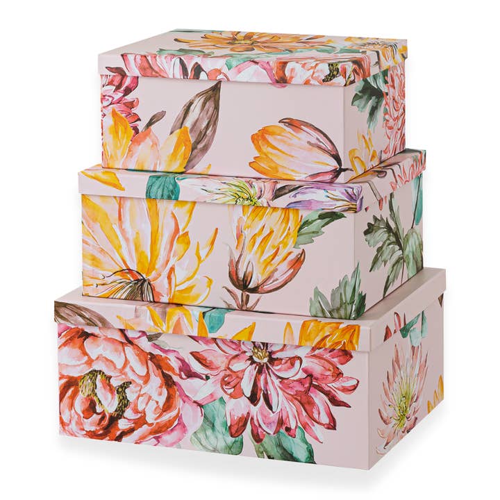 Set of 3 Beauty in Bloom Large Keepsake Boxes for Storage for wholesale by Soul & Lane