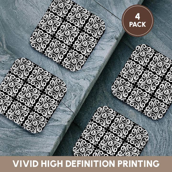 3dRose - Wholesale Coasters - 3dRose, Printed Curly Design Repeated, Coaster12