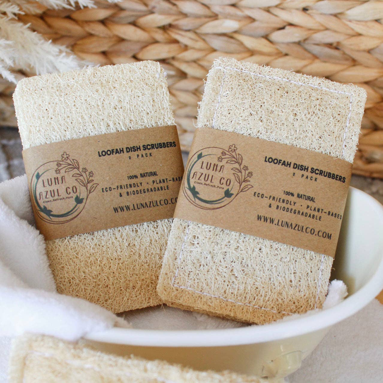 Luna Azul Co - Wholesale Loofah - Loofah Dish Scrubber 2 Pack1