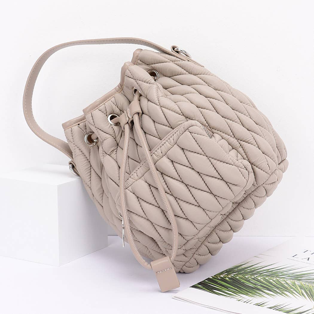 3AM BY H&D ACCESSORIES – wholesale Clutch bag – women's – Quilted Faux Leather Bucket Bag4
