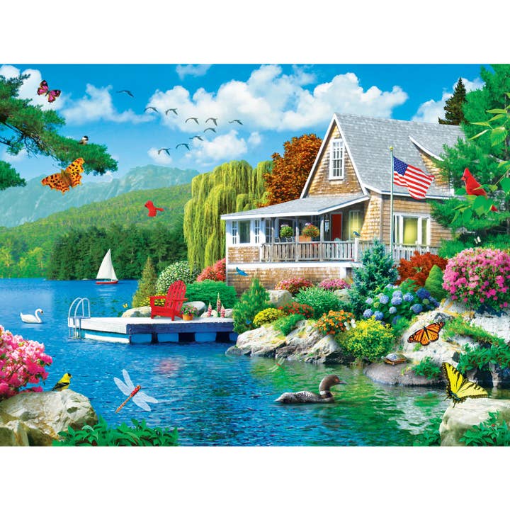 Masterpieces Puzzles - Wholesale Puzzle - Adult - Memory Lane - Lakeside Memories 300 Piece EZ Grip Puzzle