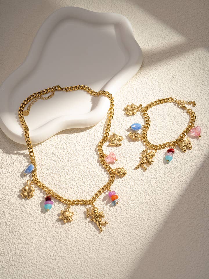 Halskette Armband Anhänger Engel vergoldeter Edelstahl für den Großhandel von COSMOS