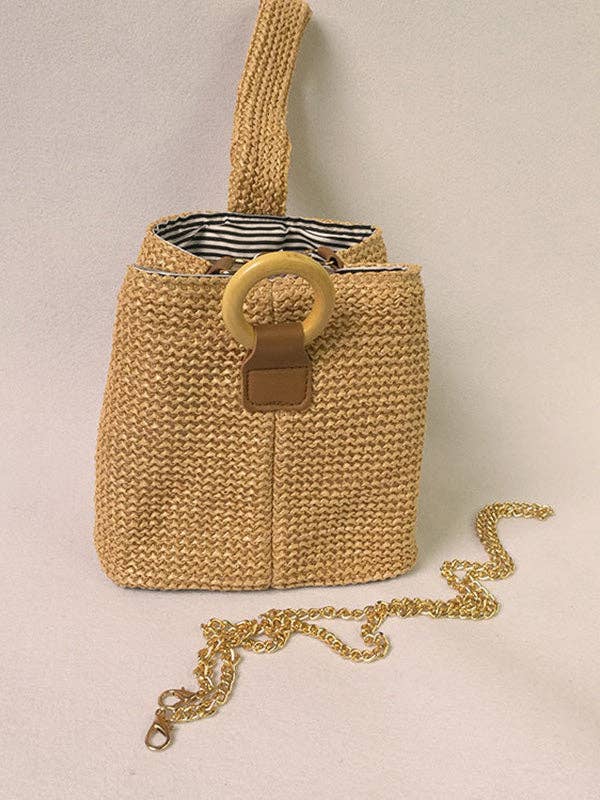 KHAKI Casual Simple Weave Handbag for wholesale on Faire7