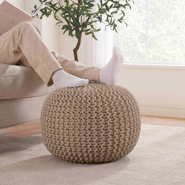 Ornavo Home – wholesale Pouf – Cotton Classic Braid Pouf Ottoman4