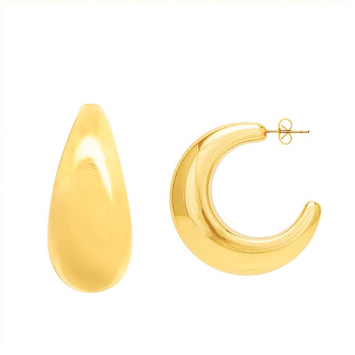 HALF-MOON PUFFED HOOP EARRINGS - JN24108B98 for wholesale by AMORINO SRL