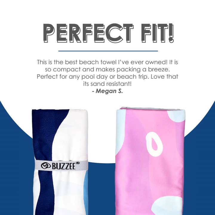 Buzzee – Großhandel Badetuch – Doppelseitiges Strandtuch, sandfest, schnelltrocknend, blaue Handfläche4