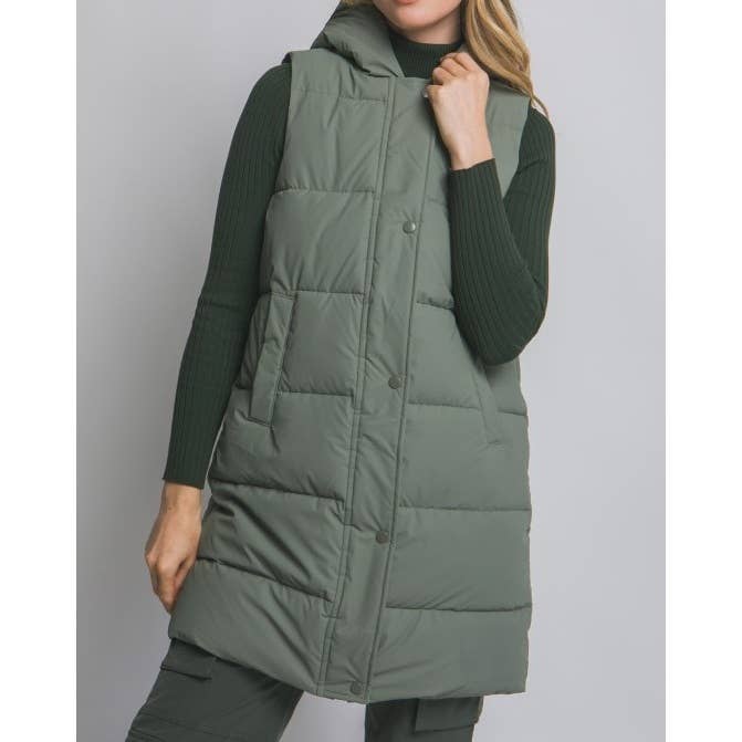 Paperdoll – wholesale Väst - Dam – Lång vadderad väst med huva12
