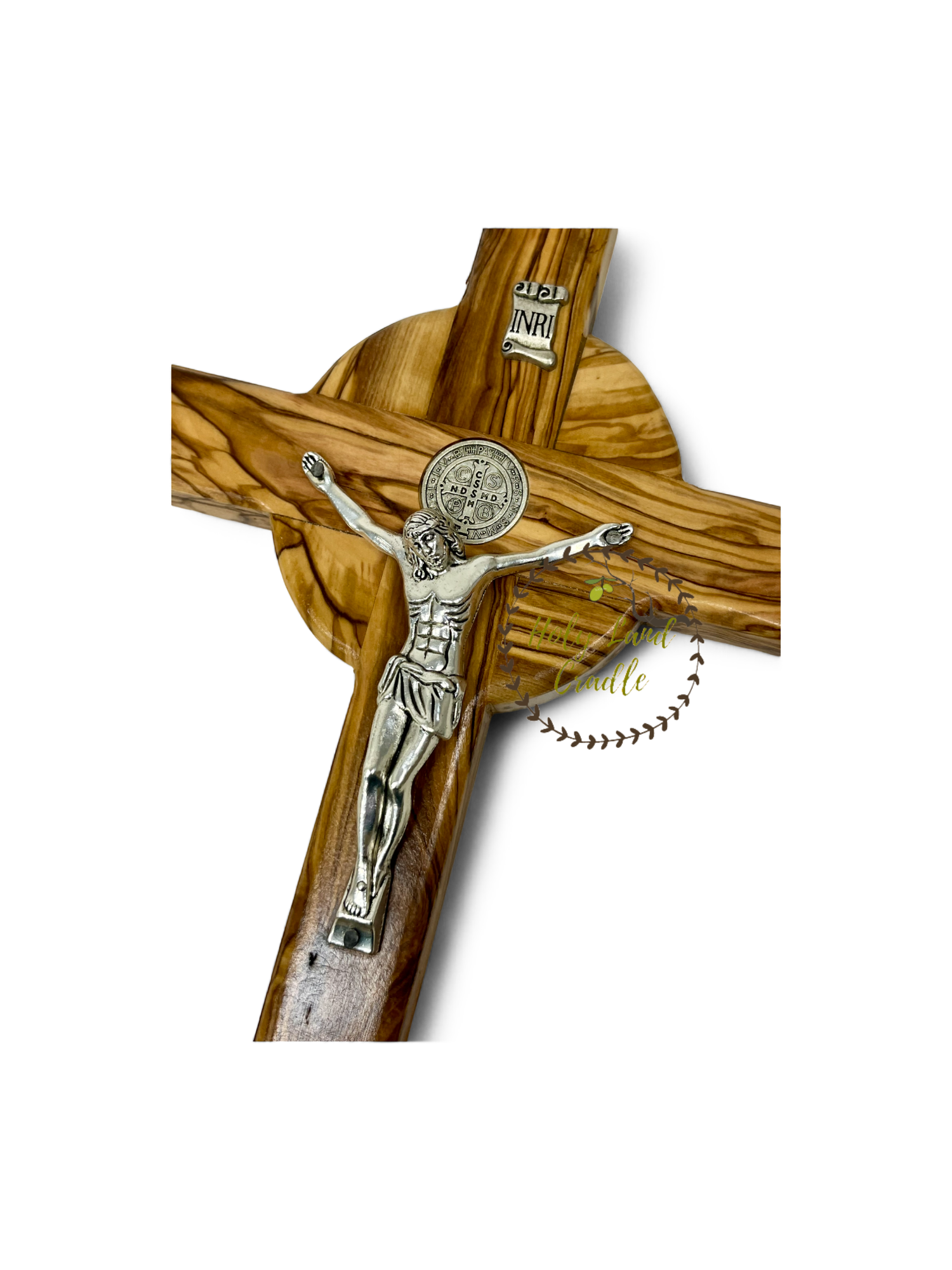Holy Land Cradle - Wholesale Wall Cross - St. Benedict Olive Wood Cross4