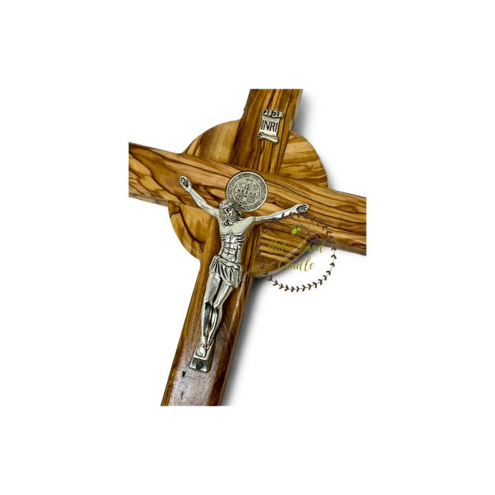 Holy Land Cradle - Wholesale Wall Cross - St. Benedict Olive Wood Cross4