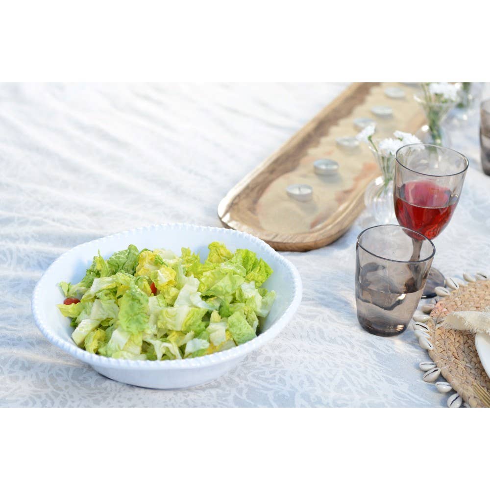 AULICA - Wholesale Serve Bowl - White melamine salad bowl with rope edge 30.5x30.5x9cm3