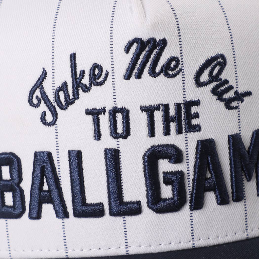 NAY WHT Take Me Out to the Ballgame Pinstripe Trucker Hat for wholesale on Faire1