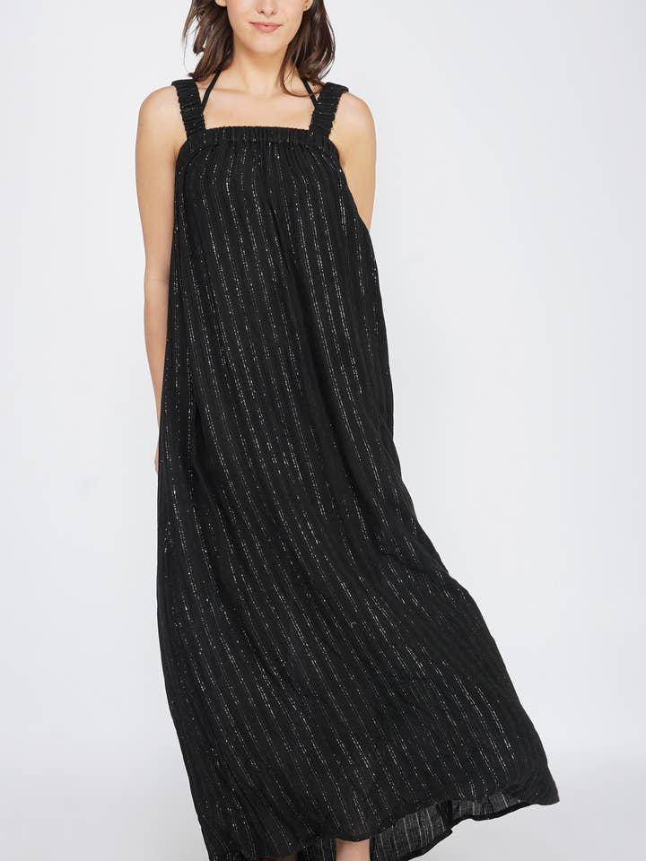 Summer Nights Silver Stripe Maxi Dress for wholesale by America & Beyond