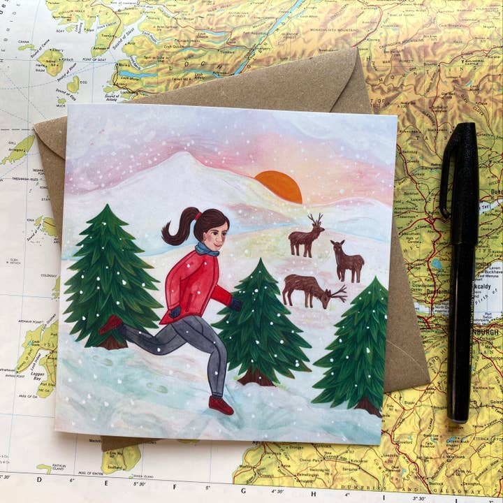 Biglietto di auguri Volando attraverso la neve per la vendita all'ingrosso da parte di Samantha Dolan