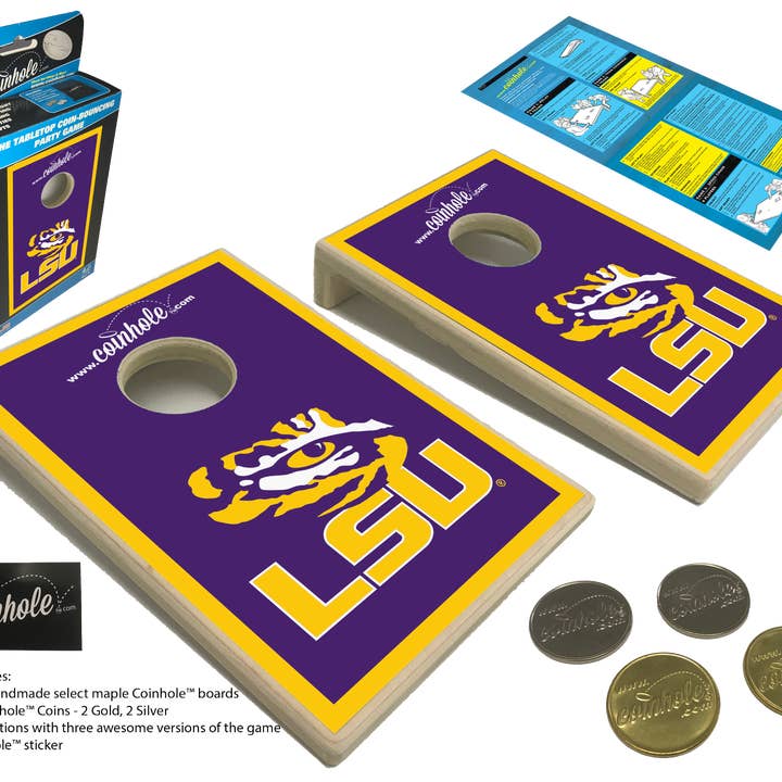 Louisiana State University Coinhole® Tabletop Game Set for wholesale by Coinhole