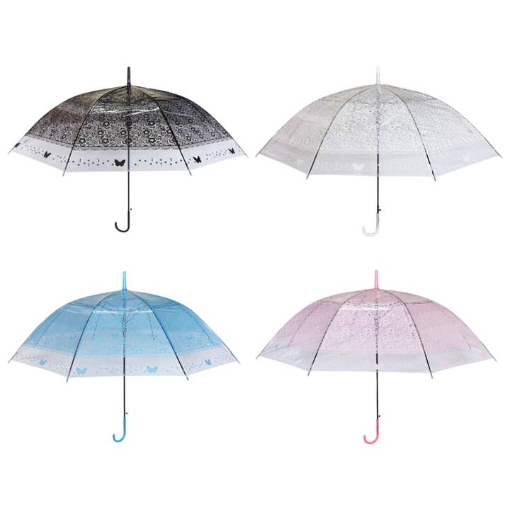 ASSORTI Parapluie Transparent Clair Papillon UM1109-5 (12PC) en vente sur Faire5