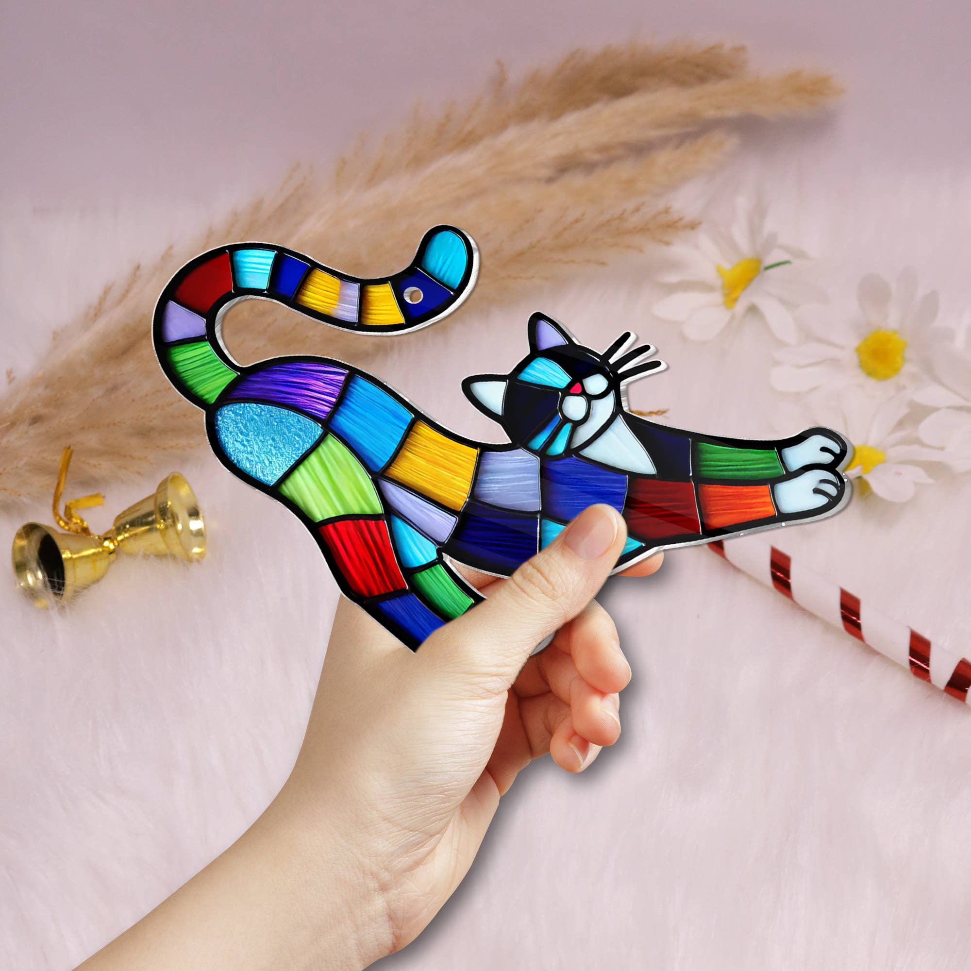 Merchemy - Vente Objets de décoration - Ornement de fenêtre en ACRYLIQUE Chat mignon pour les amoureux des chats5