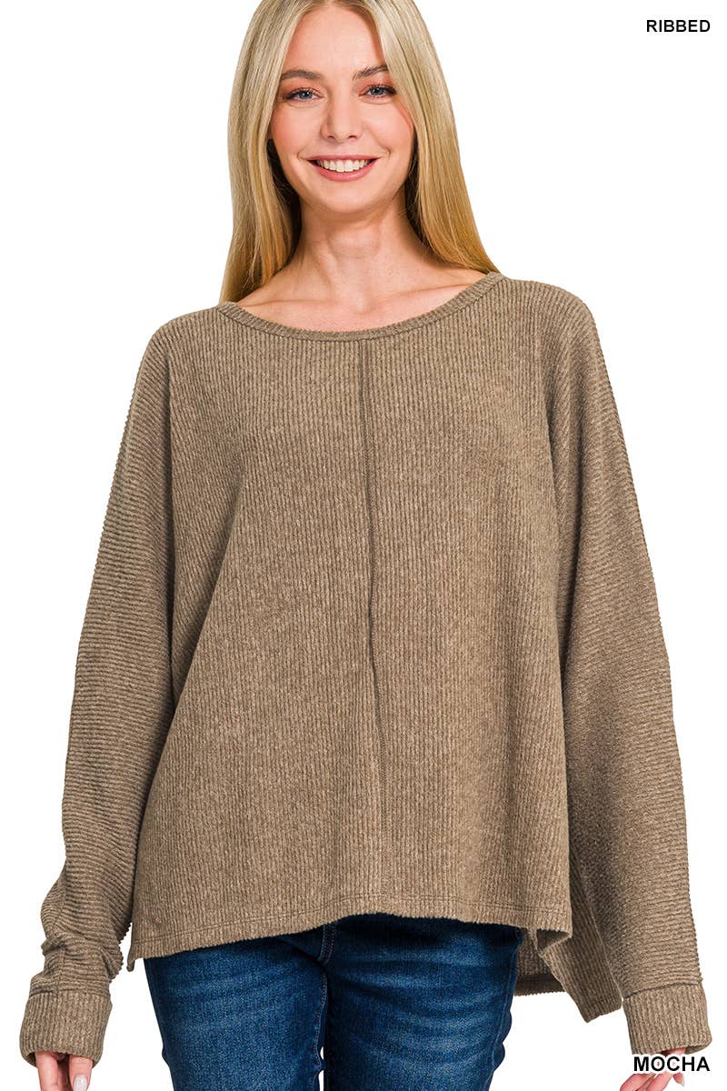 42POPS - Wholesale Knit Top - Women's - ..SI-27078 Ribbed Center Seam Dolman Sleeve Top6