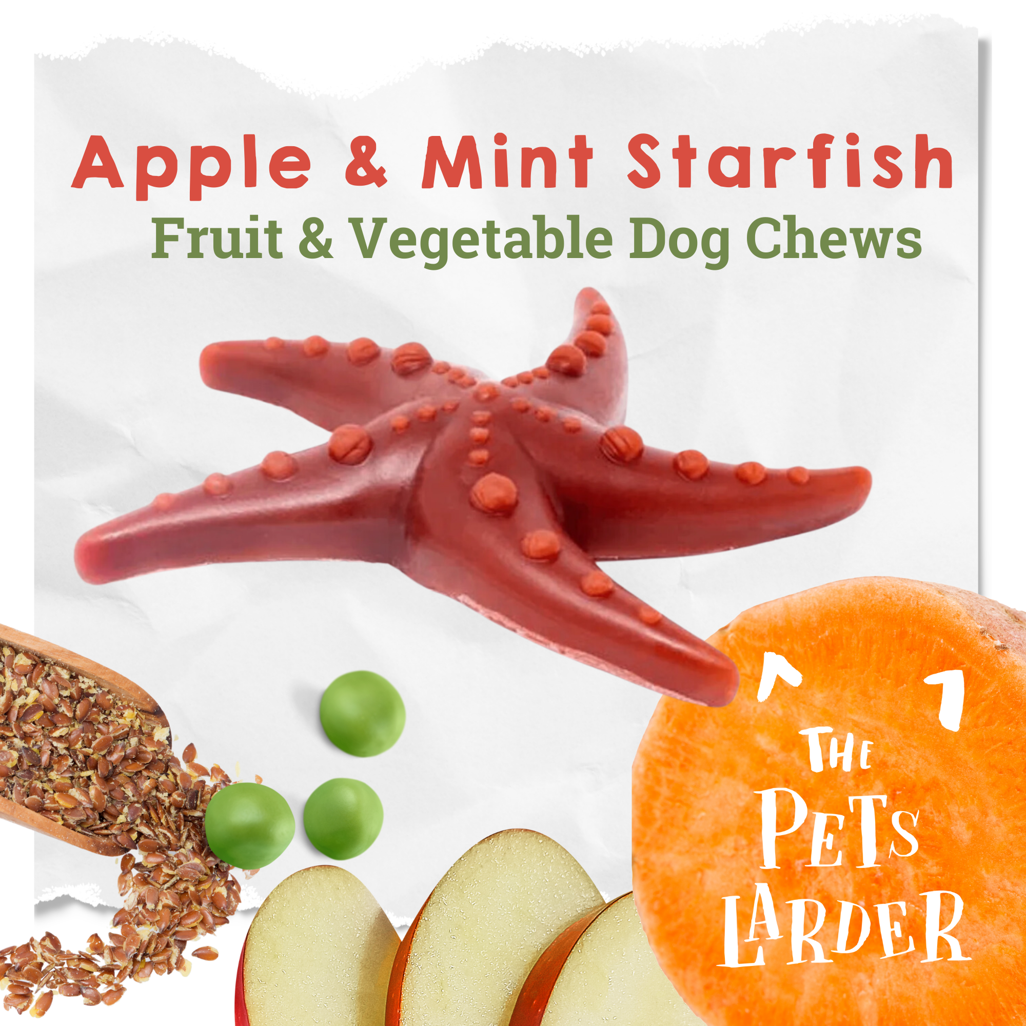 The Pets Larder - Wholesale Pet Treats - Dog - Apple, Broccoli & Mint Starfish - Natural Dog Chew3