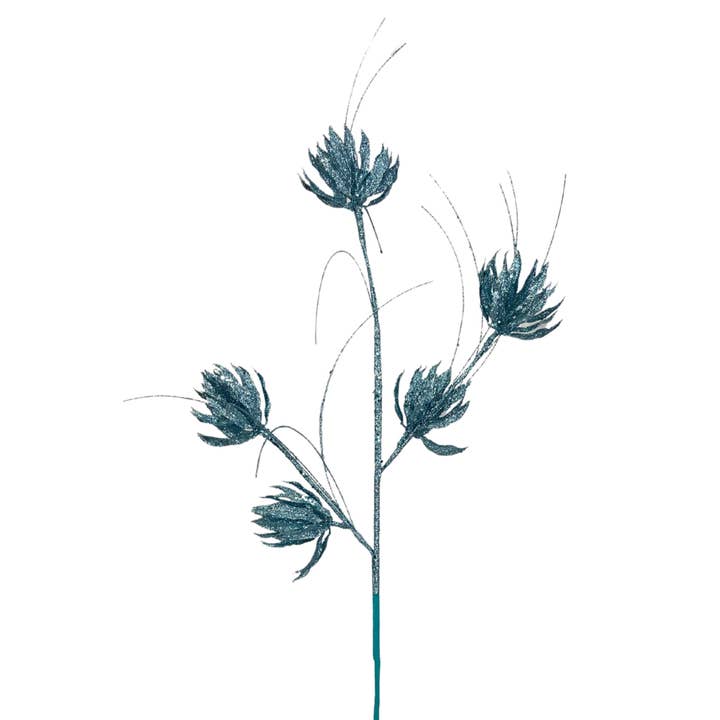 David Christopher's Collection - Wholesale Christmas Decoration - Glittered Succulent Spray 30" - Lt. Blue