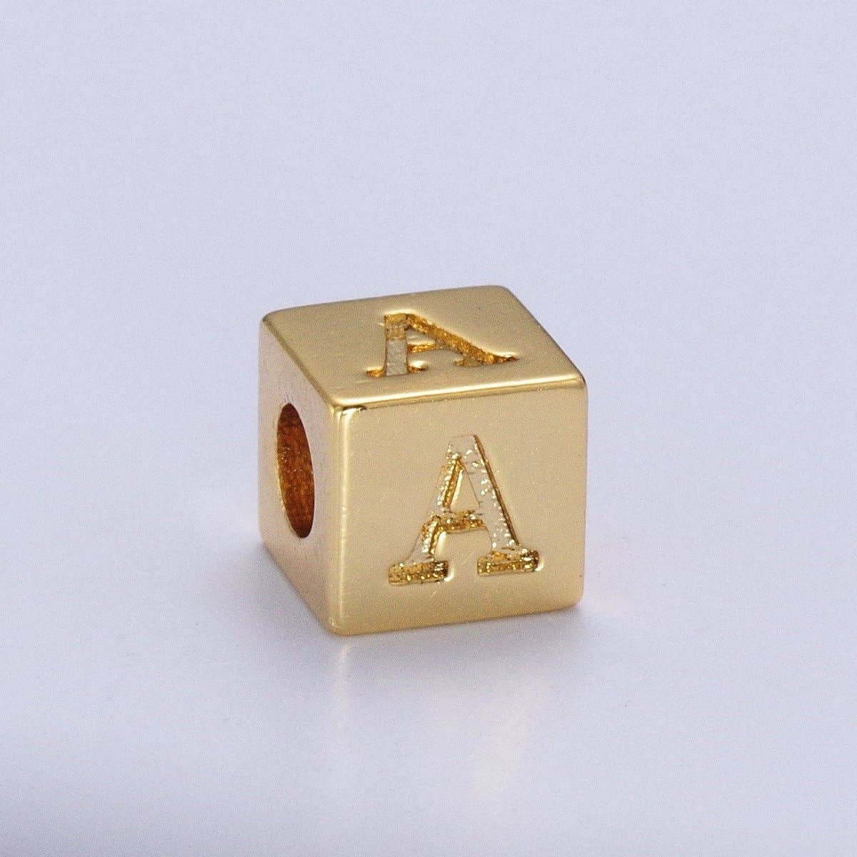 Aim Eternal - Wholesale Individual Charm/Pendant - Gold Initial Letter Alphabet 6.2mm Block Beads Charm Connector For Jewelry Making Component Supply A-A1145-A-A11570