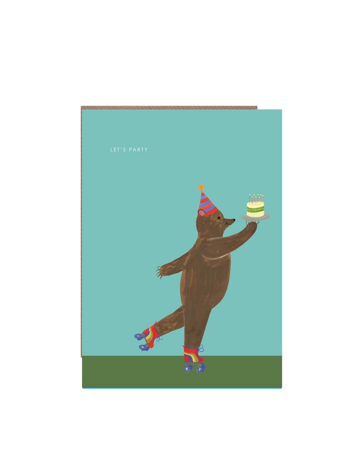 'Party Bear' Birthday Greetings Card for wholesale by Hutch Cassidy (Greetings Cards and Paper Goods)