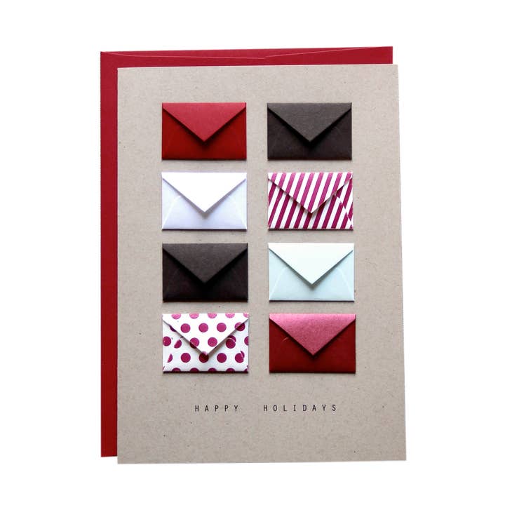 Holiday Dots & Stripes Tiny Envelopes Card for wholesale by Lemon Drop Papers, Inc.