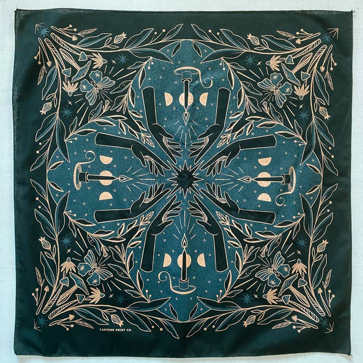 Lantern Print Co. - Wholesale Bandana - Unisex - Bandana: Luminary; Black1