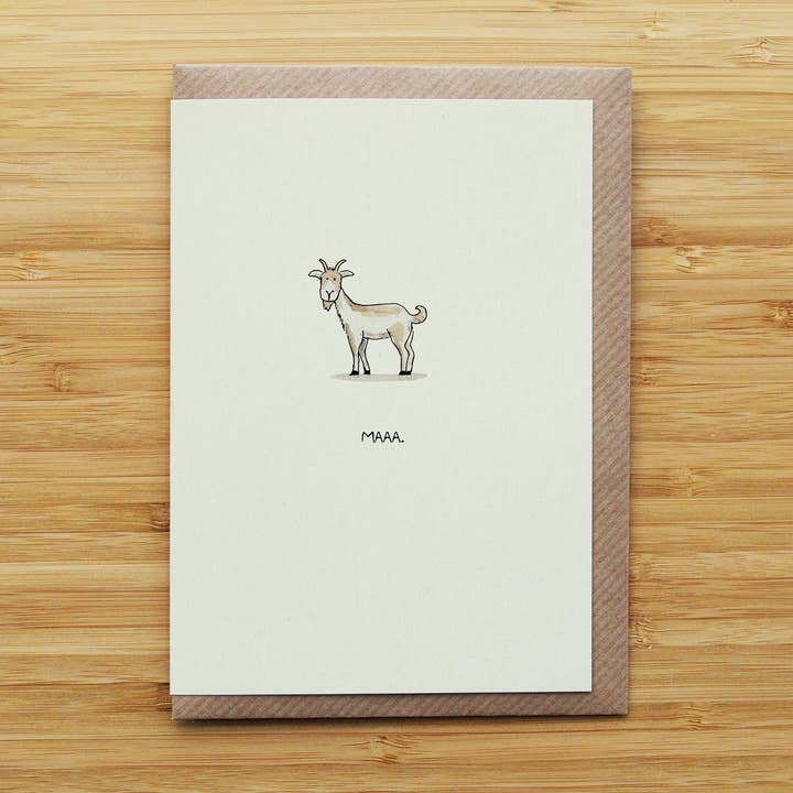 RossJDesigns – wholesale Everyday greeting card – Goat Card - Cute Farm Animal - Recycled Card