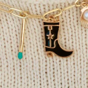 HoopLa - Wholesale Pendant/Charm Necklace - Cowgirl-Charm Bar- stainless steel Mini Charms