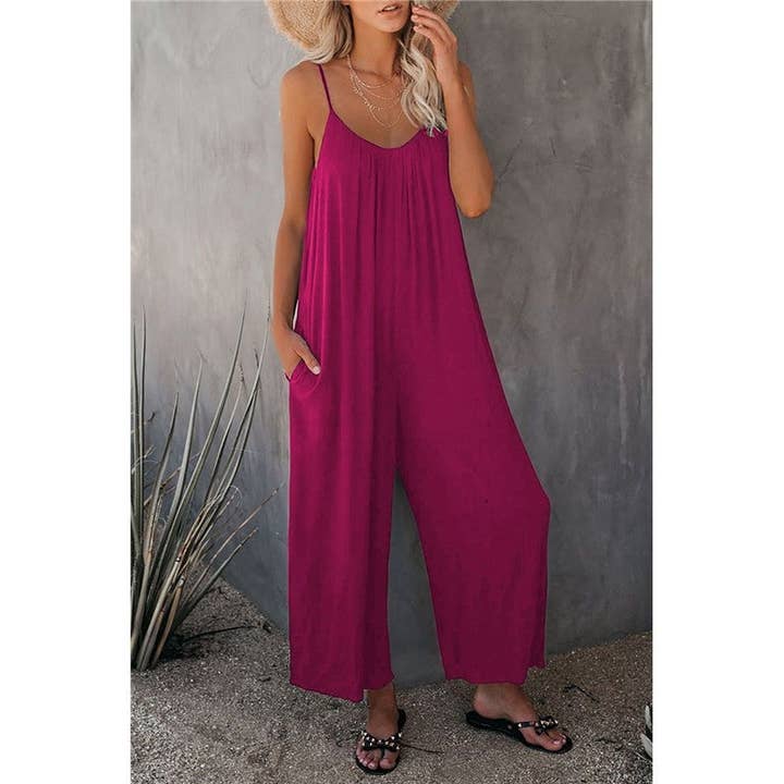 FurDecoration - Wholesale Jumpsuit - Women's - Wide-Leg Spaghetti Strap Loose-Fit Jumpsuit14
