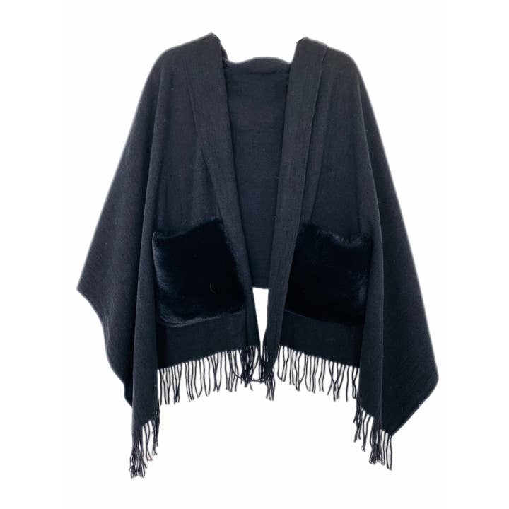 JC Sunny Fashion - Wholesale Scarf – Women's - Cashmere Blend Fur Pocket Scarf/Shawl 12