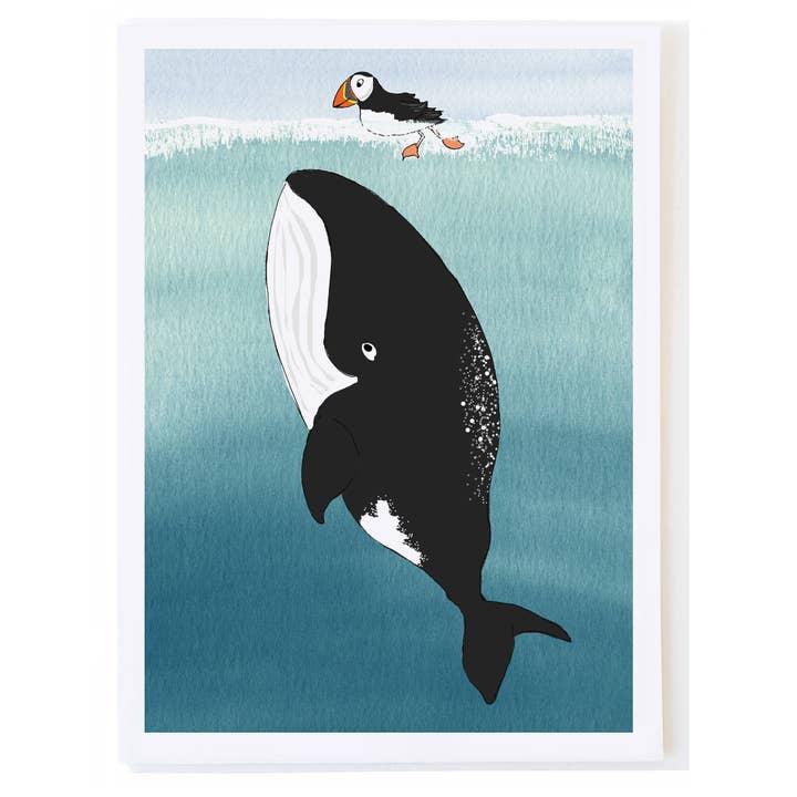 Puffin and Whale for wholesale by mollyOcards
