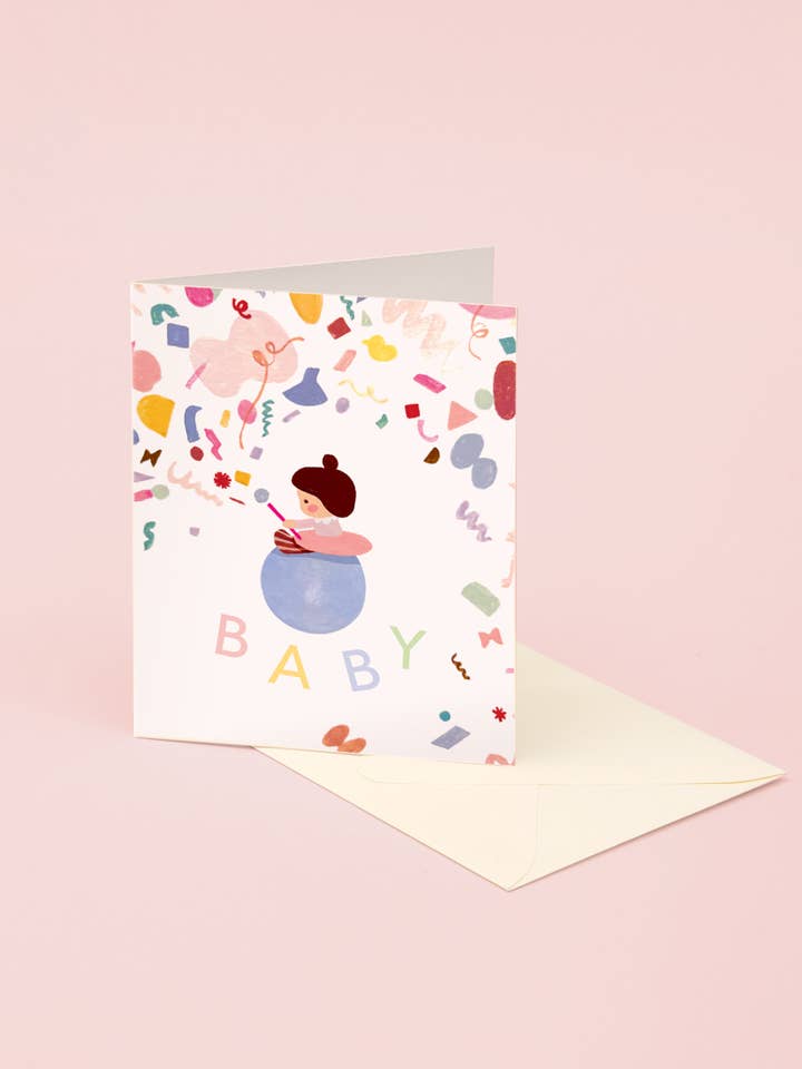 Carte Bébé et confettis pour la vente par Clap Clap